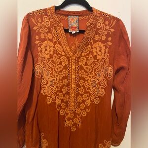 Johnny Was burnt orange tunic/ cover up
